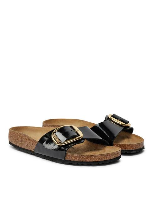 BIRKENSTOCK MADRID BIG BUCKLE Babouche Birko-Flor vernie noir - Chaussures Femme