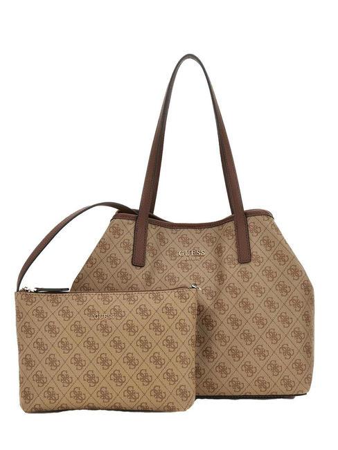 GUESS VIKKY LL Sac d'épaule logo latte / marron - Sacs pour Femme