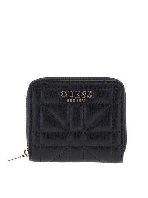 GUESS ASSIA  Petit portefeuille zippé autour NOIR - Portefeuilles Femme