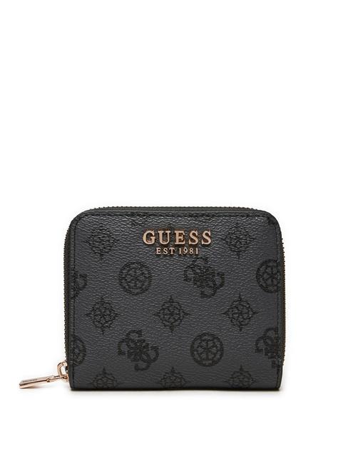 GUESS LAUREL Logo Mini portefeuille zippé logo de charbon de bois - Portefeuilles Femme