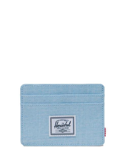 HERSCHEL CHARLIE  Porte-carte plat hachures de cloche bleue - Portefeuilles Femme