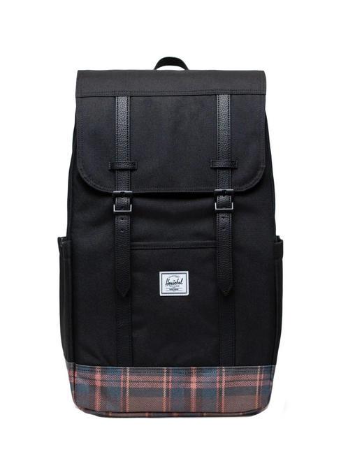 HERSCHEL RETREAT Sac à dos plaid d'hiver noir - Sacs à dos pour l'École & les Loisirs