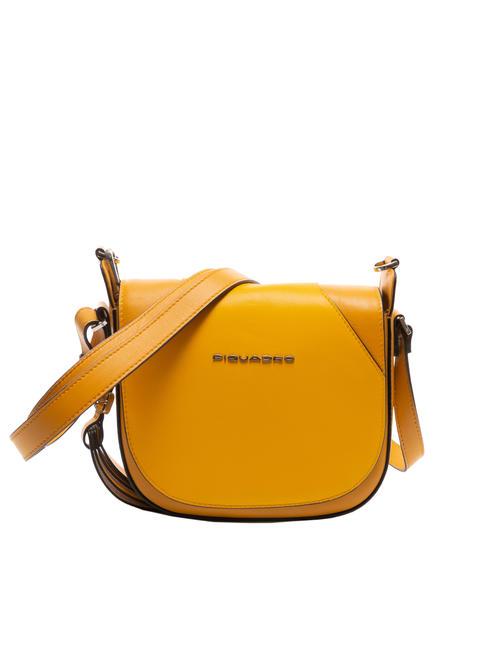 PIQUADRO MUSE Sac à bandoulière en cuir avec bandoulière jaune - Sacs pour Femme