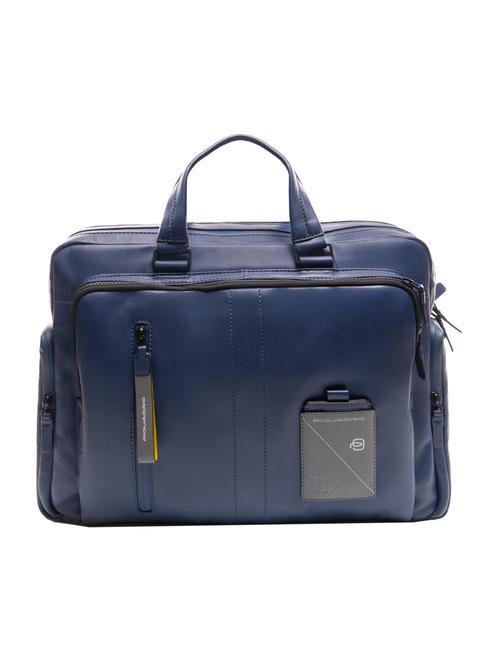 PIQUADRO EXPLORER  Mallette PC 14", en cuir bleu - Porte Documents Travail