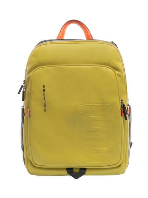 PIQUADRO S113  Sac à dos pour ordinateur portable 14" en cuir jaune/bleu - Sacs à dos pour ordinateur portable