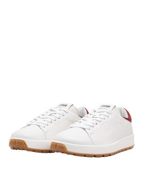 COLMAR FEYDER PREMIUM Baskets en cuir blanc rouge - Chaussures Homme