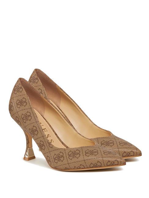 GUESS BYNOW2 Escarpins à logo all-over Beige / Marron - Chaussures Femme