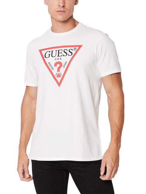 GUESS TRI LOGO T-shirt en cotton blanc pur - T-shirt