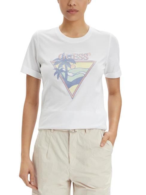 GUESS BEACH TRIANGLE T-shirt en cotton blanc pur - T-shirt