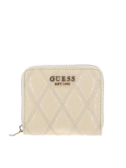 GUESS ADI Petit portefeuille zippé autour jaune pâle - Portefeuilles Femme