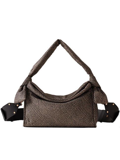 BORBONESE LOVER NYLON Petit sac hobo avec bandoulière OP / NATUREL / NOIR - Sacs pour Femme