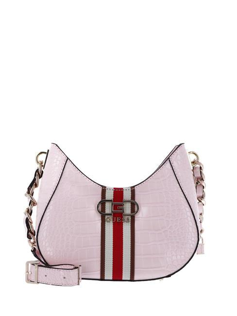 GUESS NELKA Sac porté épaule imprimé croco rose pâle - Sacs pour Femme