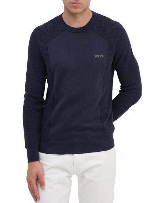 GUESS ELINOR  Pull col rond en coton smartblue - Pulls pour hommes