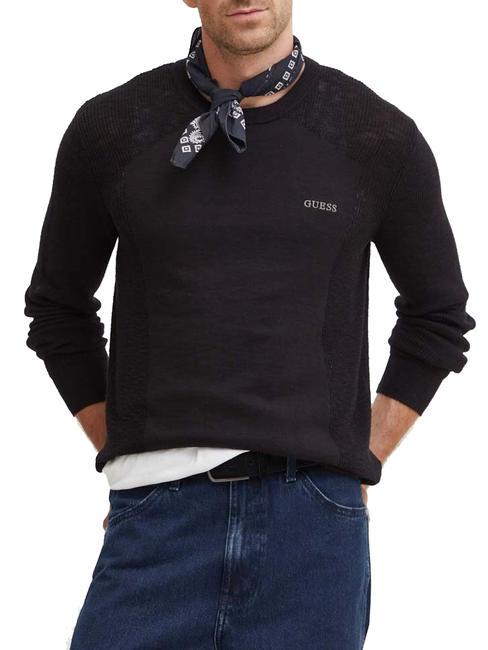 GUESS ELINOR  Pull col rond en coton jetbla - Pulls pour hommes