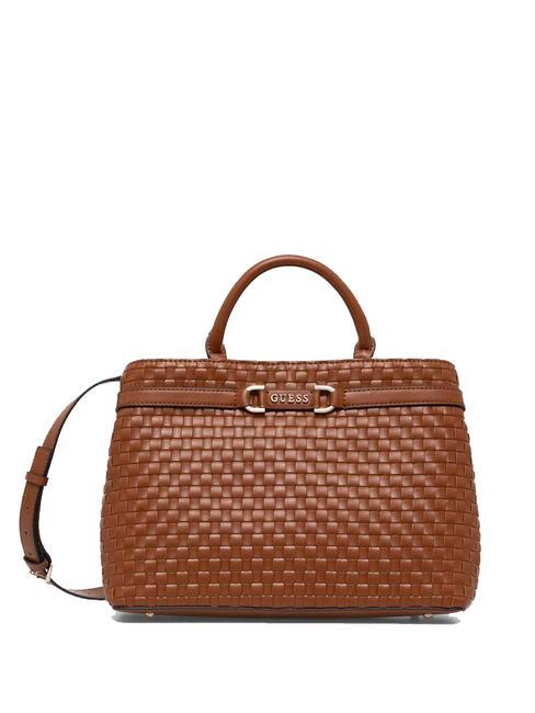 GUESS MAJKA Sac tissé avec bandoulière COGNAC - Sacs pour Femme