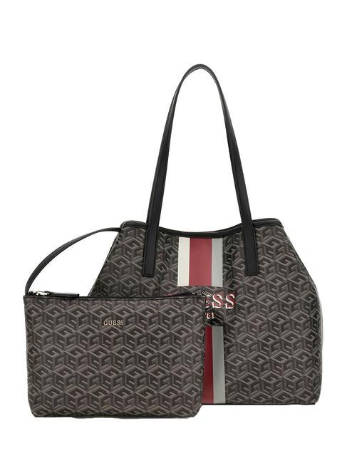 GUESS VIKKY II Sac cabas porté épaule avec pochette logo de charbon de bois - Sacs pour Femme