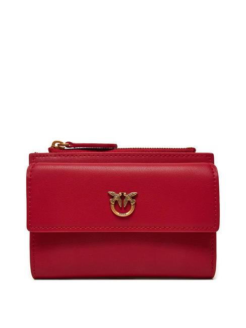 PINKO COMPACT  Portefeuille femme rouge-or antique - Portefeuilles Femme