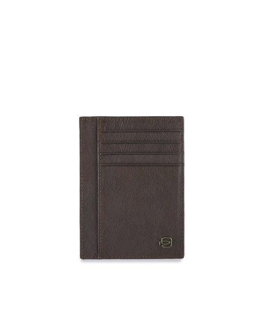 PIQUADRO BLACK SQUARE Porte-cartes plat en cuir MORO - Portefeuilles Homme