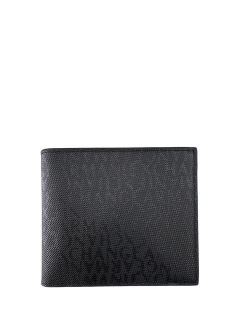 ARMANI EXCHANGE LOGO ALL OVER Portefeuille à deux volets avec porte-monnaie noir noir - Portefeuilles Homme