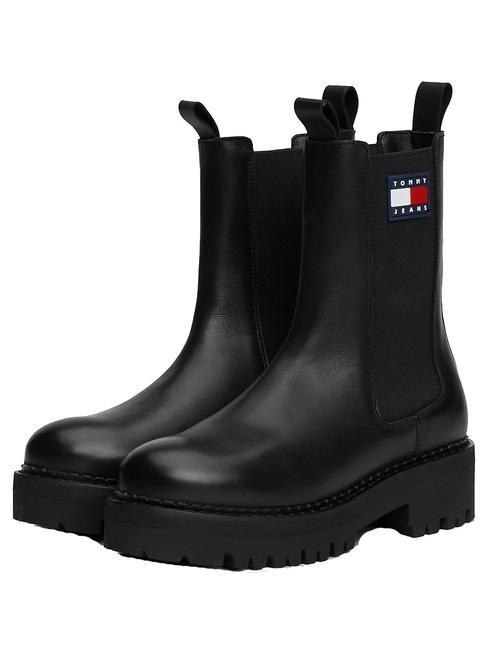 TOMMY HILFIGER TOMMY JEANS Urban Chelsea Bottines en cuir NOIR - Chaussures Femme