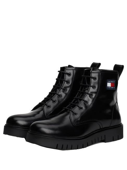 TOMMY HILFIGER TOMMY JEANS Lace Up Bottines en cuir NOIR - Chaussures Femme