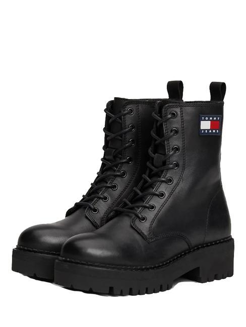 TOMMY HILFIGER TOMMY JEANS Urban Lace Up Bottines en cuir NOIR - Chaussures Femme