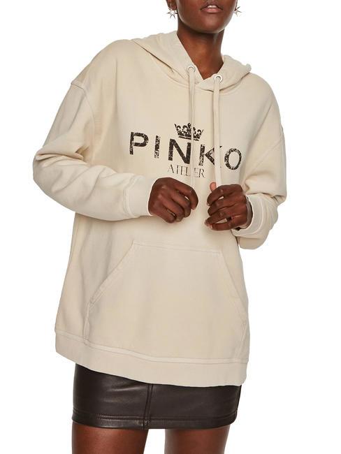 PINKO BASSANI Sweatshirt à capuche beige brumeux - Sweat-shirts pour femmes