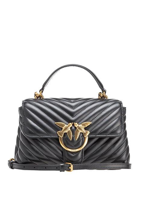 PINKO LOVE LADY PUFF Mini sac à main, avec bandoulière noir-or antique - Sacs pour Femme