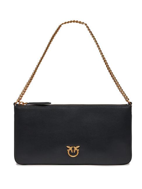 PINKO HORIZONTAL FLAT  Sac bandoulière, en cuir noir-or antique - Sacs pour Femme