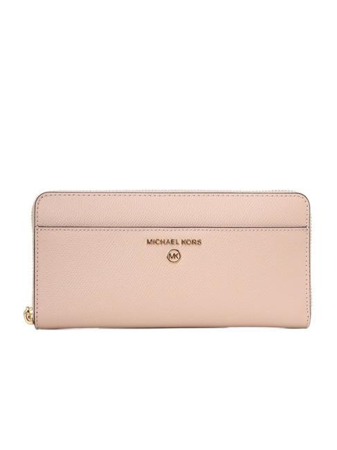 MICHAEL KORS JET SET CHARM Grand portefeuille zippé autour rose tendre - Portefeuilles Femme