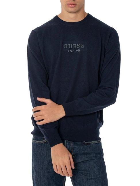 GUESS DORAN Pull ras du cou smartblue - Pulls pour hommes