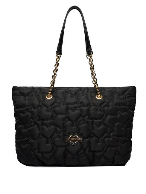 LOVE MOSCHINO QUILTED HEART Sac de courses Noir - Sacs pour Femme