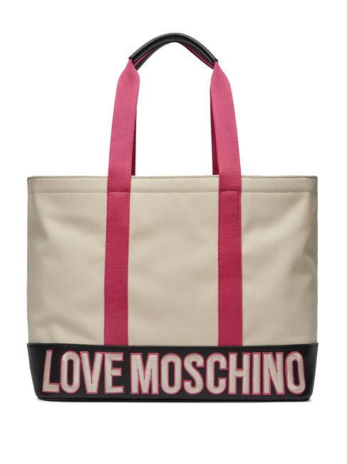 LOVE MOSCHINO FREE TIME  Acheteur en toile fuchsia noir - Sacs pour Femme