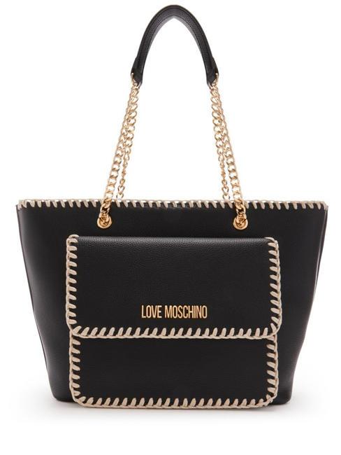 LOVE MOSCHINO HANDSTITCH Sac cabas porté épaule Noir - Sacs pour Femme