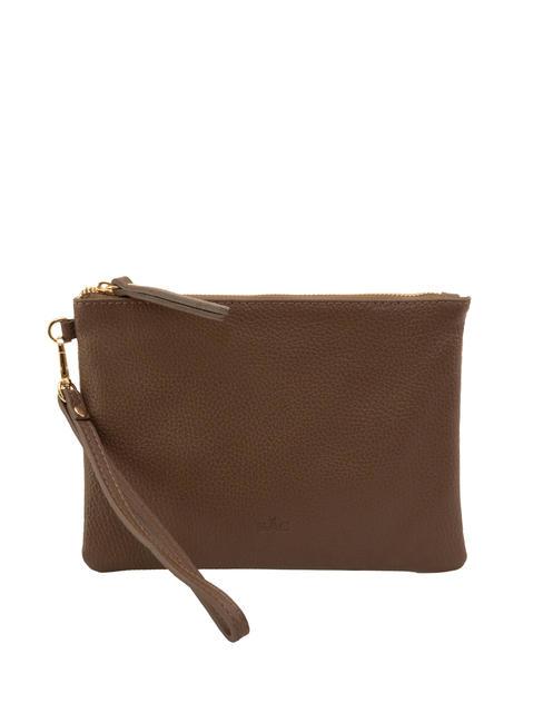 LESAC ROBERTA Pochette en cuir Dollar taupe - Sacs pour Femme