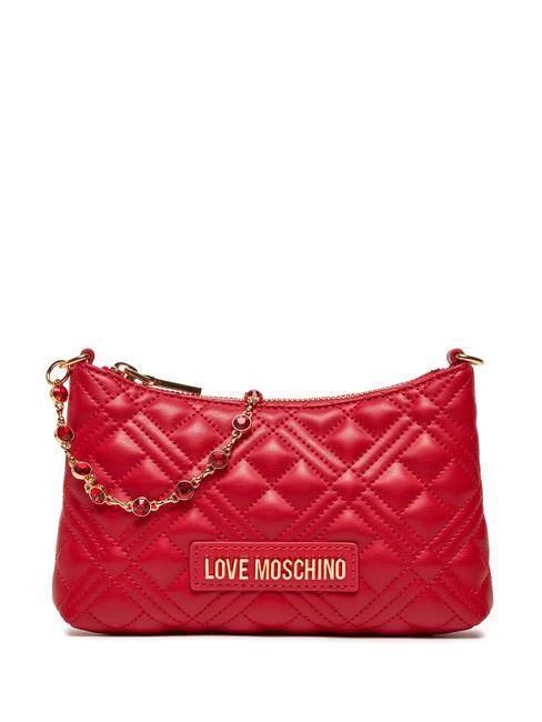 LOVE MOSCHINO QUILTED Sac à chaîne en métal avec applications ROUGE - Sacs pour Femme