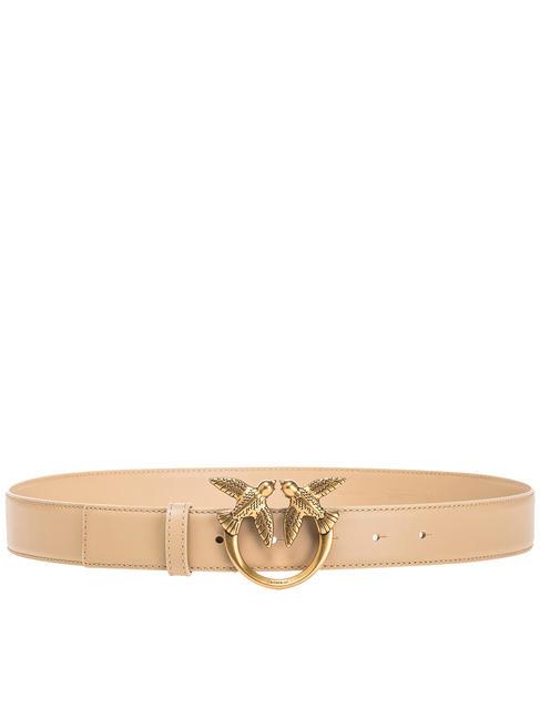 PINKO LOVE BERRY Ceinture en cuir beige safari-or antique - Ceintures