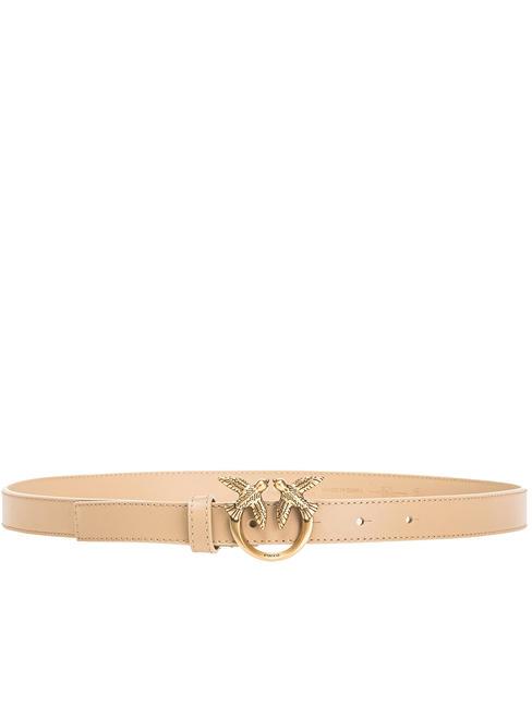 PINKO LOVE BERRY Ceinture en cuir beige safari-or antique - Ceintures