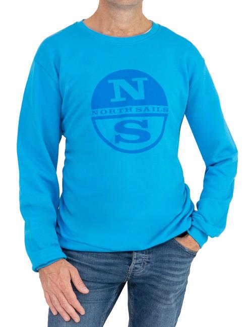 NORTH SAILS N|S LOGO Sweat col rond en coton turquoise - Pulls molletonnés