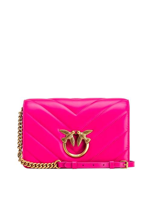 PINKO LOVE CLICK CLASSIC Sac en cuir matelassé rose pinko-or antique - Sacs pour Femme