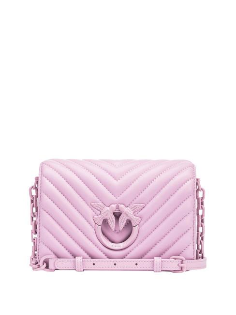 PINKO LOVE CLICK CHEVRON Mini sac porté épaule en cuir couleur bloc lilas - Sacs pour Femme