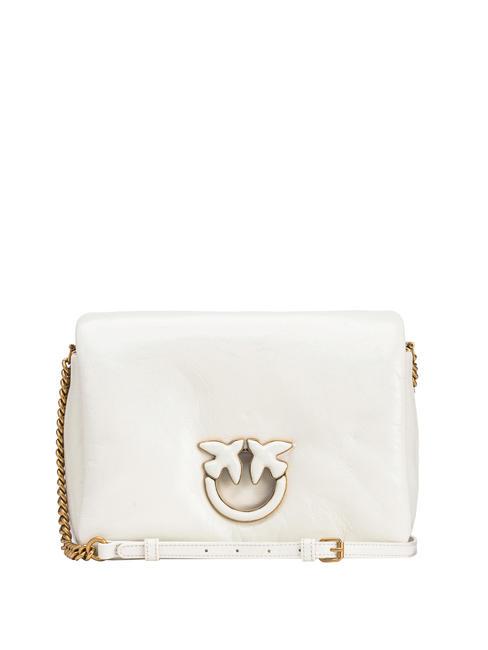 PINKO LOVE CLICK Sac bandoulière en cuir naplak blanc + couleur bloc blanc - Sacs pour Femme