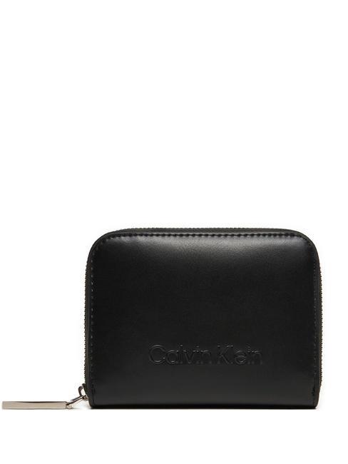 CALVIN KLEIN EMBOSSED CALVIN  Portefeuille zippé ck noir - Portefeuilles Femme