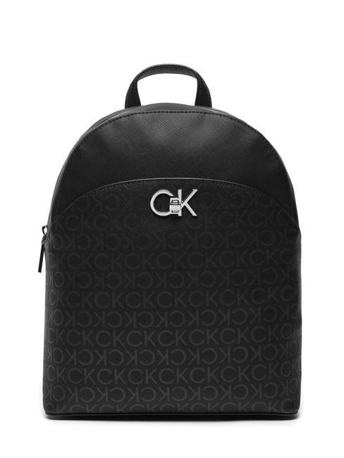 CALVIN KLEIN RE-LOCK  Sac à dos pour femme pu monogramme noir - Sacs pour Femme