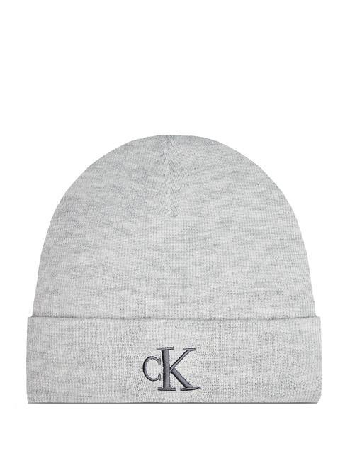 CALVIN KLEIN CK JEANS MONOGRAM EMBRO  Bonnet en polyester recyclé gris - Écharpes