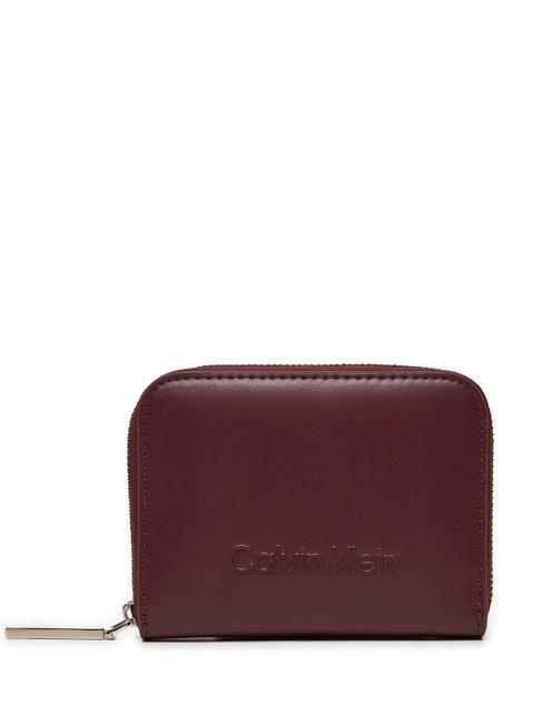 CALVIN KLEIN EMBOSSED CALVIN  Portefeuille zippé sang de bœuf - Portefeuilles Femme