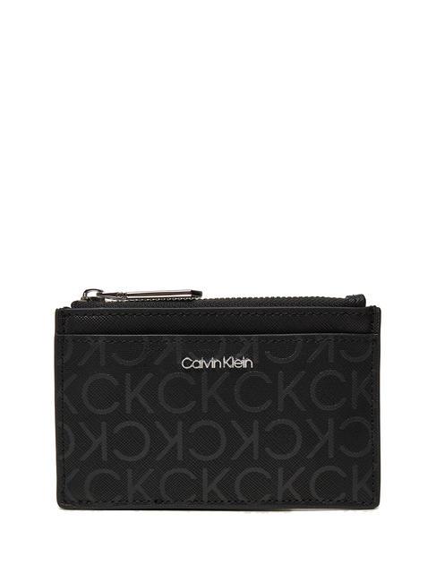 CALVIN KLEIN MUST  Portefeuille plat pu monogramme noir - Portefeuilles Femme