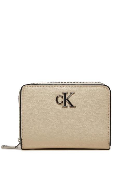 CALVIN KLEIN CK JEANS MINIMAL MONOGRAM  Portefeuille moyen zippé autour bouleau - Portefeuilles Femme