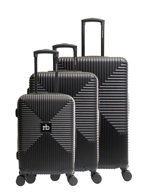 ROCCOBAROCCO ADVENTURE Ensemble de 3 cabines trolley, moyen, grand noir - Ensemble Valises