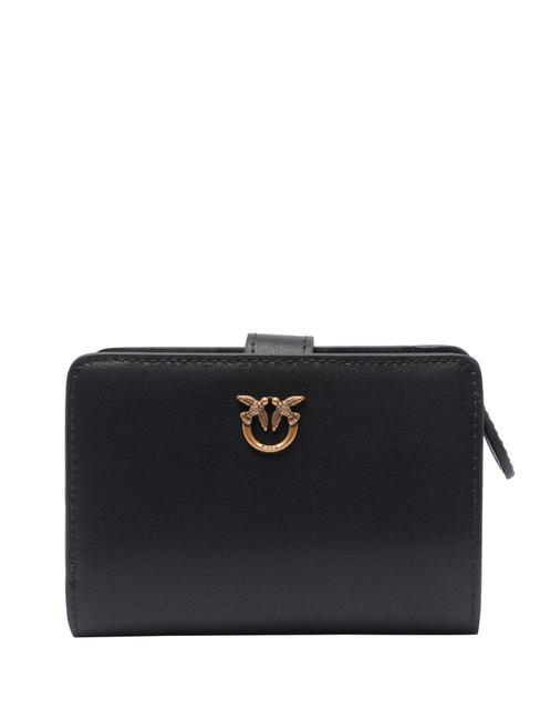 PINKO MULTI POCKETS  Porte-feuille en cuire noir-or antique - Portefeuilles Femme